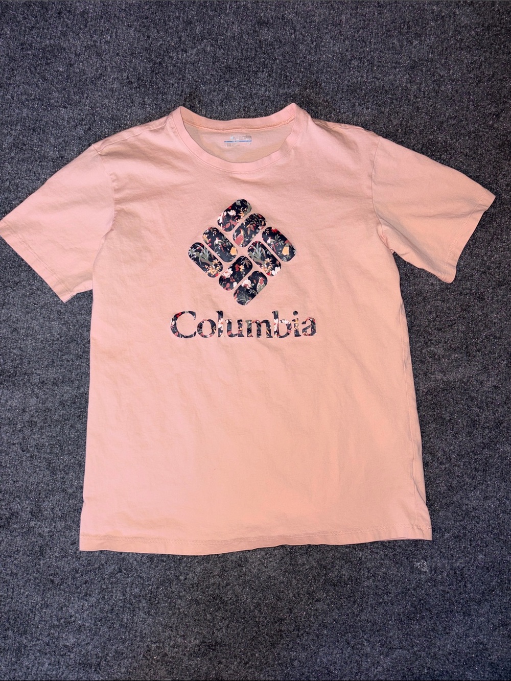 Columbia Pink Short-Sleeve Logo Tee with Floral Print